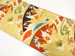 アンティーク　草花模様織り出し袋帯（材料）